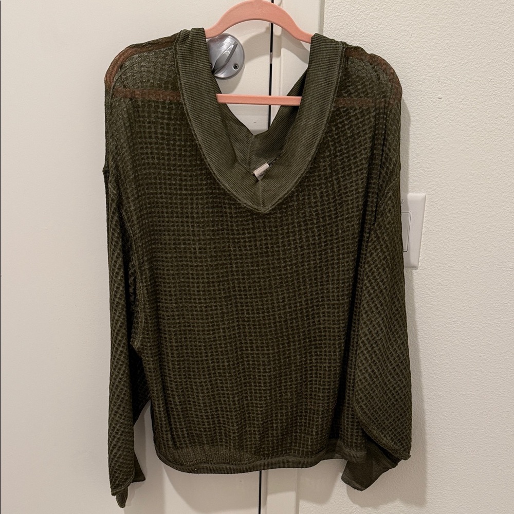 We The Free Olive V-Neck Sweater